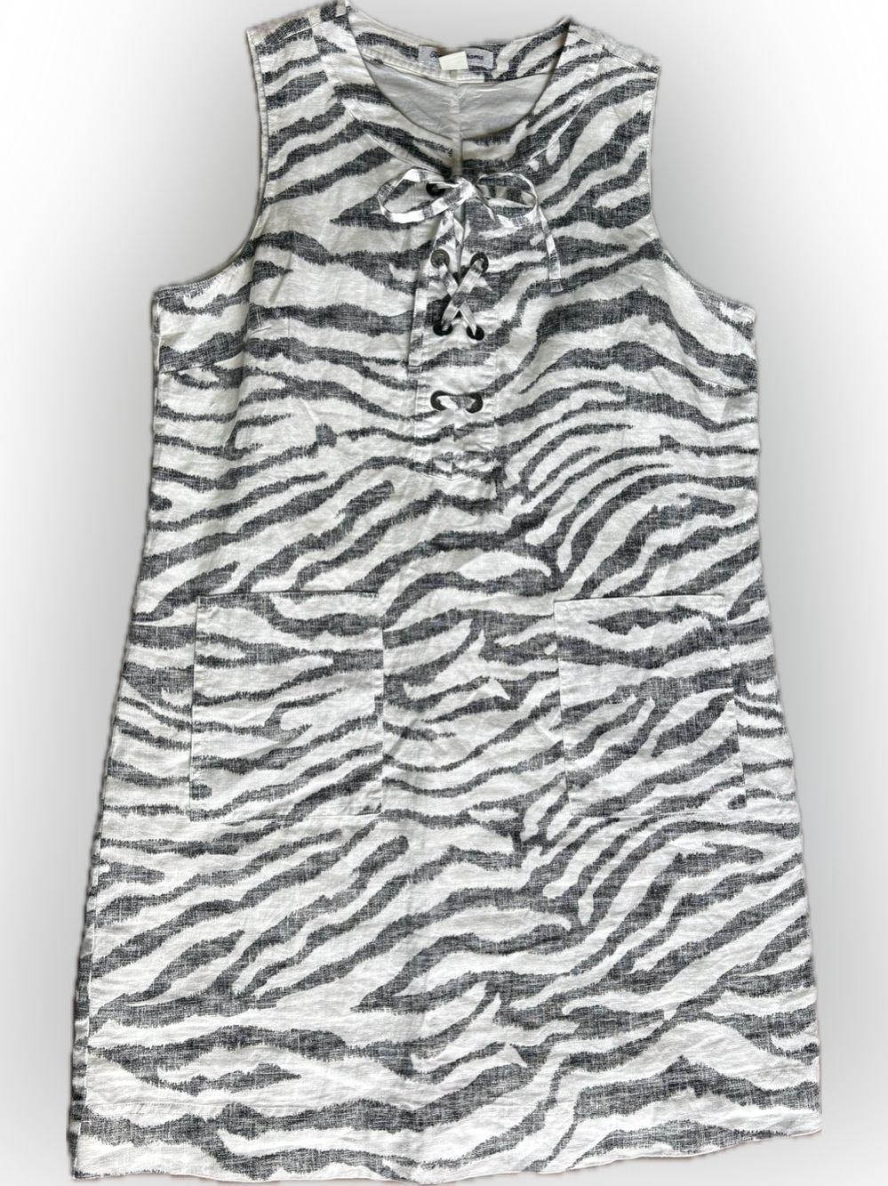 Tommy Bahama Linen Zebra Print Shift Dress Size Medium